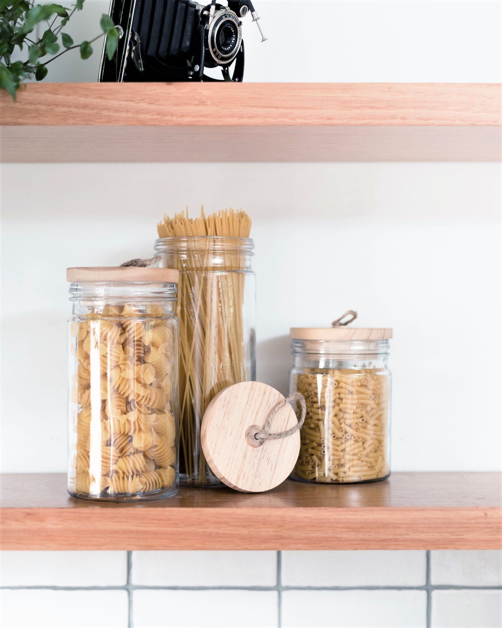 Kelton Glass Storage Jar W/ Wood Lid - Large (Save 50%)