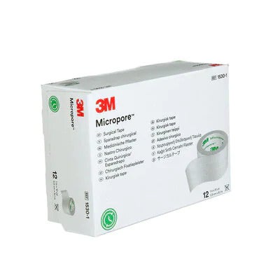 3M Micropore Surgical Tape 12 Rolls 2.5cm x 9.1 mtrs Hypoallergenic 1530-1