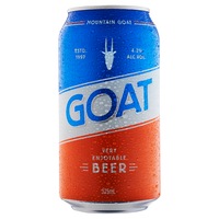 Mountain Goat 'GOAT' Very Enjoyable Beer, Aussie Lager, Craft Beer, 4.2% ABV, 375mL (Case of 24 Cans)