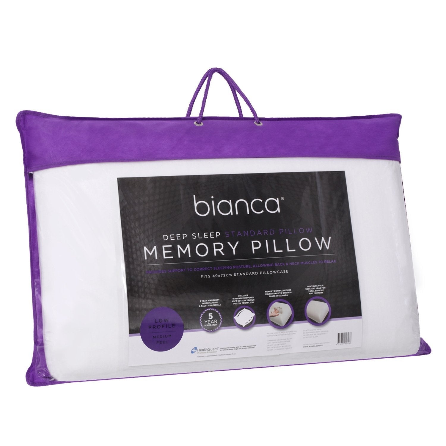 Deep Sleep Memory Foam Pillow - Low Profile by Bianca