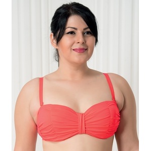 Aqua Perla Womens Harmony Neon red Bikini Top Plus size