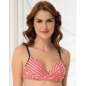 Aqua Perla Womens Red Navy Girl Red Bikini Top