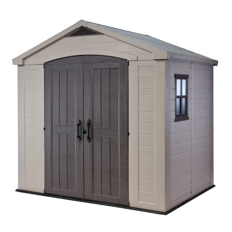 KETER Factor 8x6 Large Outdoor Storage/Garden Shed (Taupe/Beige)