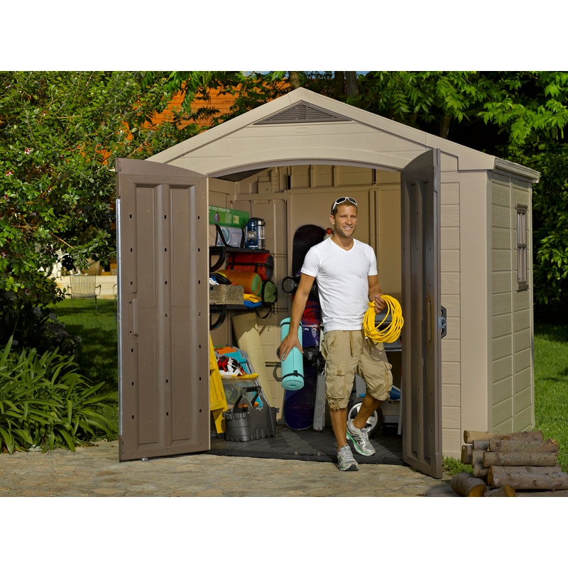 Buy KETER Factor 8x6 Large Outdoor Storage/Garden Shed (Taupe/Beige ...