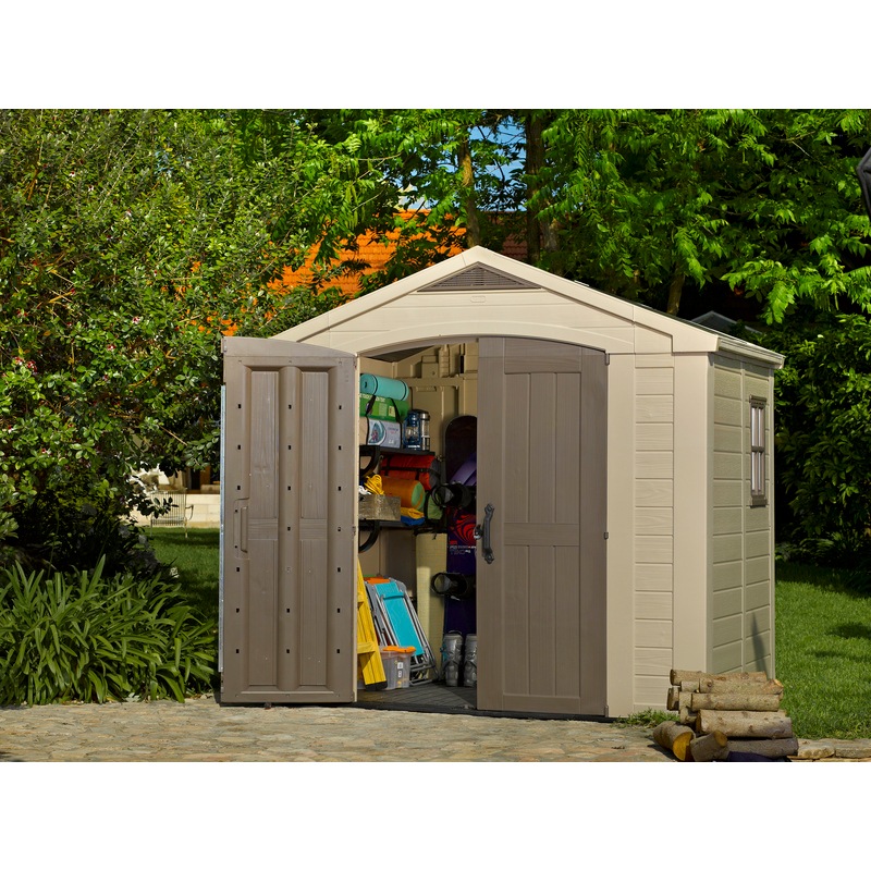 KETER Factor 8x6 Large Outdoor Storage/Garden Shed (Taupe/Beige) | Buy