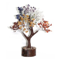 7 Chakra Mixed Crystal Gemstone Tree - LARGE - Brown Base and Brown Branched - Crystal Healing