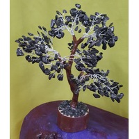Black Onyx Crystal Gemstone Tree - LARGE Brown Branches and Base - Protection, Healing and Grounding