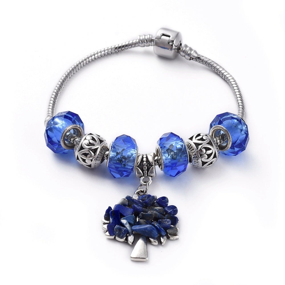 European Style Charm Bracelet - Tree of Life - Crystal - Gemstone - Lapis Lazuli