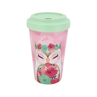 HOPE - Owl ECO Friendly Bamboo Travel Coffee Drinking Mug - Wise Wings - Gift idea
