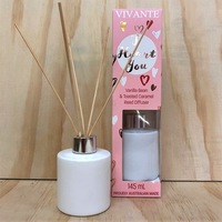 I HEART YOU Aromatherapy Reed Diffuser 145ml - Vanilla Bean and Toasted Caramel - Vivante - Mothers Day Gift Idea