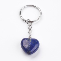 Lapis Lazuli Crystal Gemstone Puff Heart Key Chain - Stress, Communication, Intuition and Inner Power - Crystal Healing