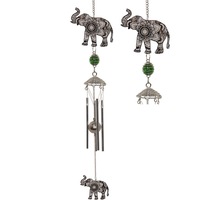 Mandala Elephant Wind Chime Silver - Metal Tubes - Feng Shui - Home Décor - 60cm - Gift Idea