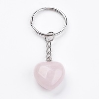Rose Quartz Puff Heart Key Chain - Love, Friendship, Partnership - Crystal Healing - Gift Idea