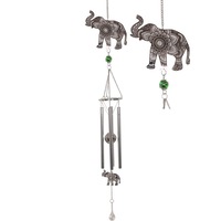 Silver Mandala Elephant Wind Chime - Metal Tubes - Feng Shui - Home Décor - 85cm - Christmas Gift Idea