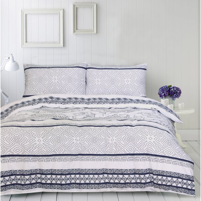 Buy New Hampton Quilt Duvet Doona Cover - Blue White - MyDeal