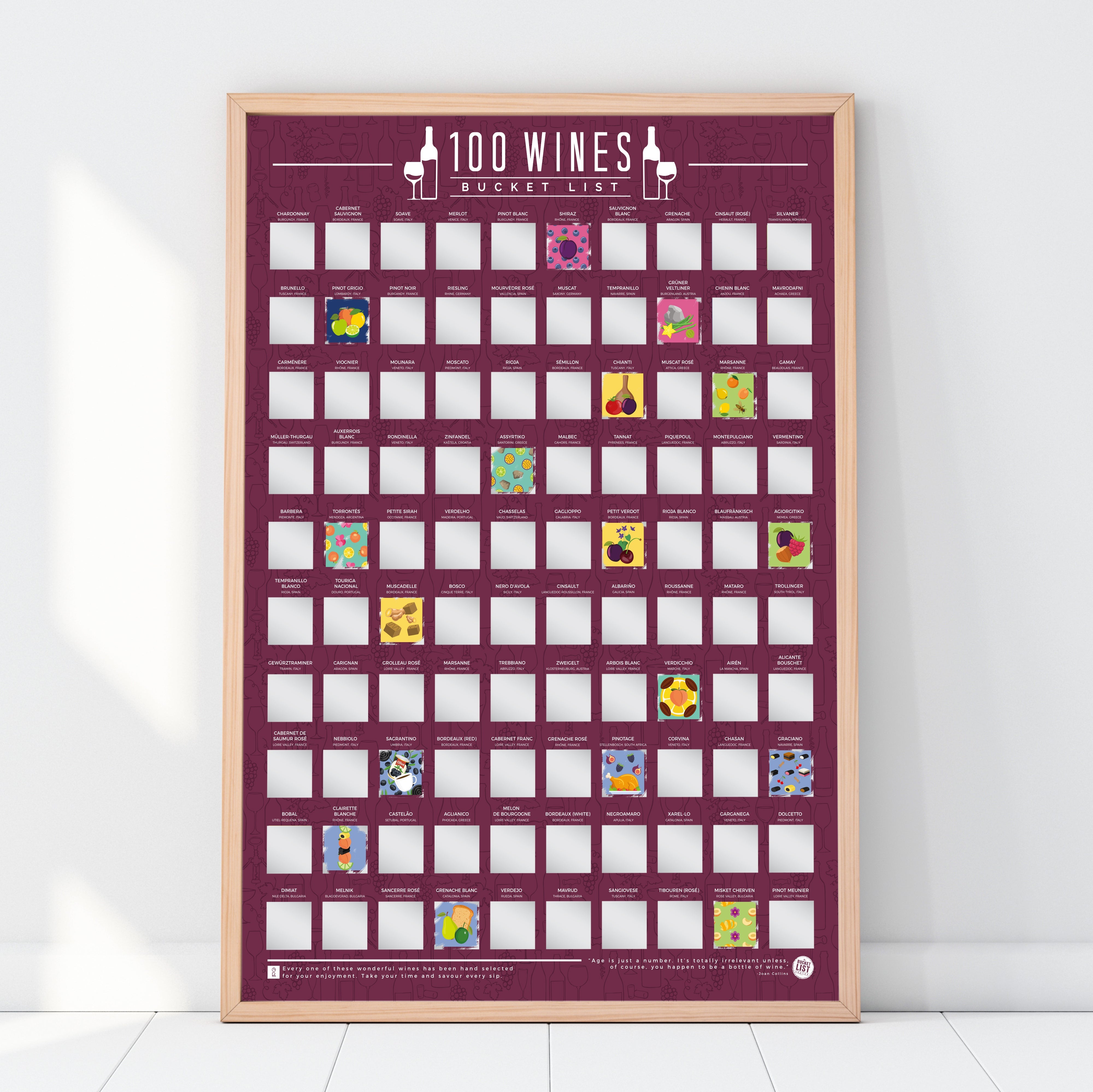 Bucket List Scratch Poster - 100 Wines