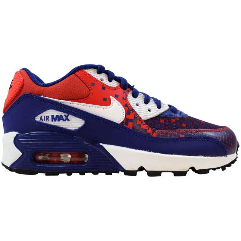 Air max 90 white/photo shop blue/orange grade school boys' shoe