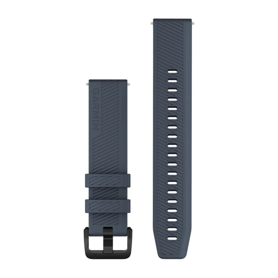 Garmin Quick Release 20mm - Granite Blue/ Black Stainless Steel Silicone Band