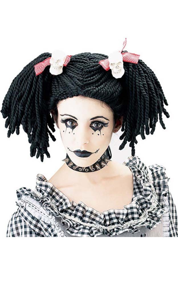 Buy Gothic Black Rag Doll Wig MyDeal