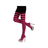 Pink And Black Striped Adult tights leggings