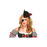 Sequin Trimmed Pirate Hat And Heart Eyepatch Adult