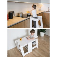 2-in-1 Kids Step Stool Learning Helper Tower Convertible to Table Kitchen Helper Stool