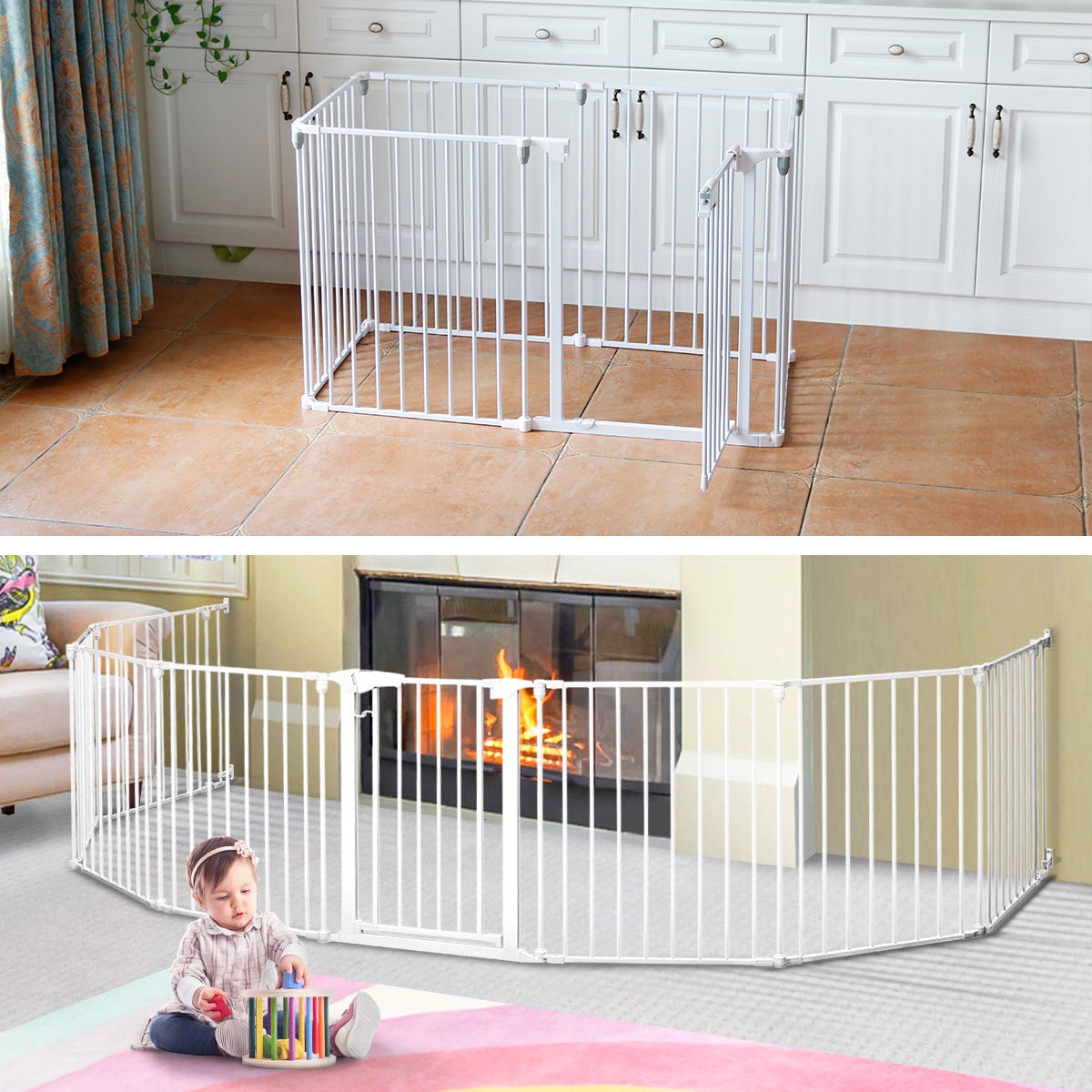 3-In-1 Super Wide Adjustable Baby Safety Gate and Play Yard Pet Playpen - Multiple Size