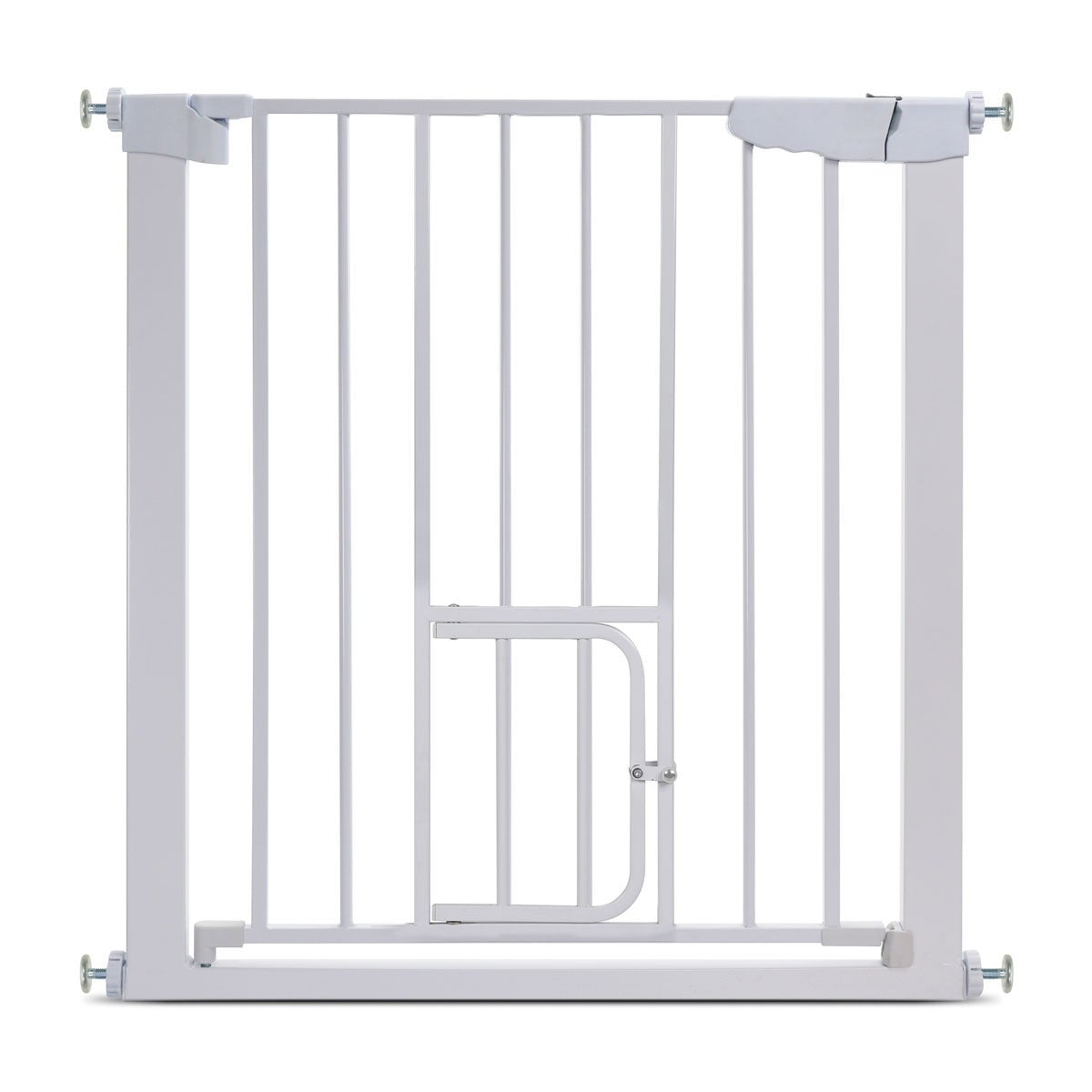 76cm Tall Auto Close Baby Gate with Cat Door Metal Cat Gate for Doorway, Stairs, House, Easy Walk Thru Dog Gate with Pet Door