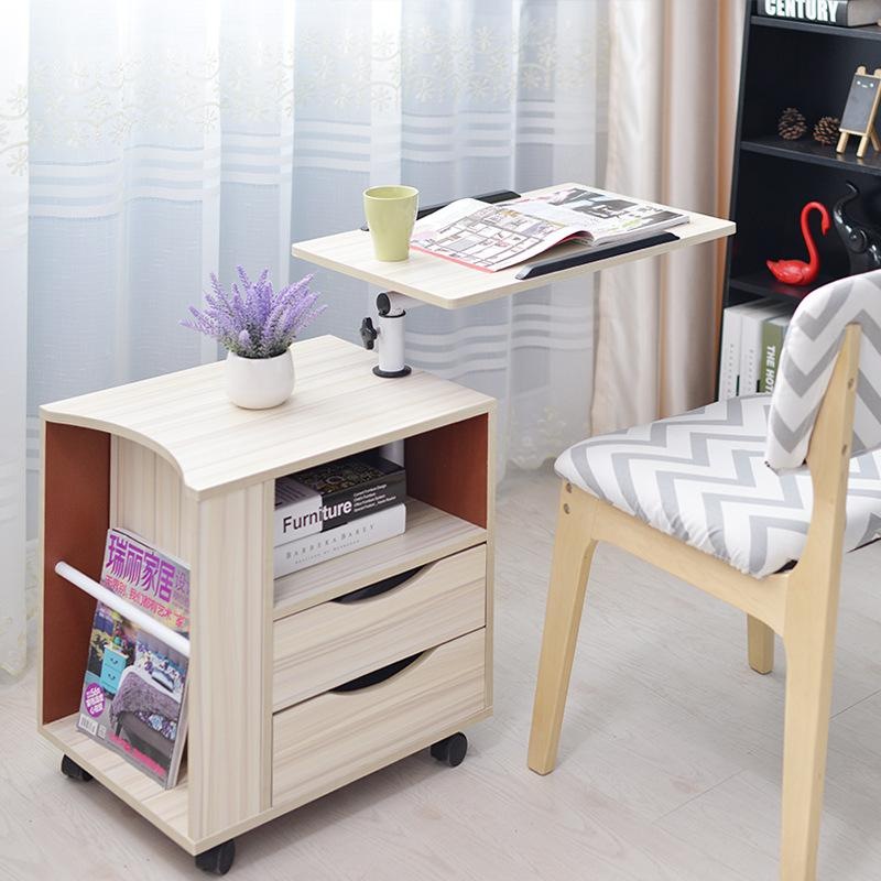 Multifunctional Height Adjustable Bedside Table Wooden Nightstand