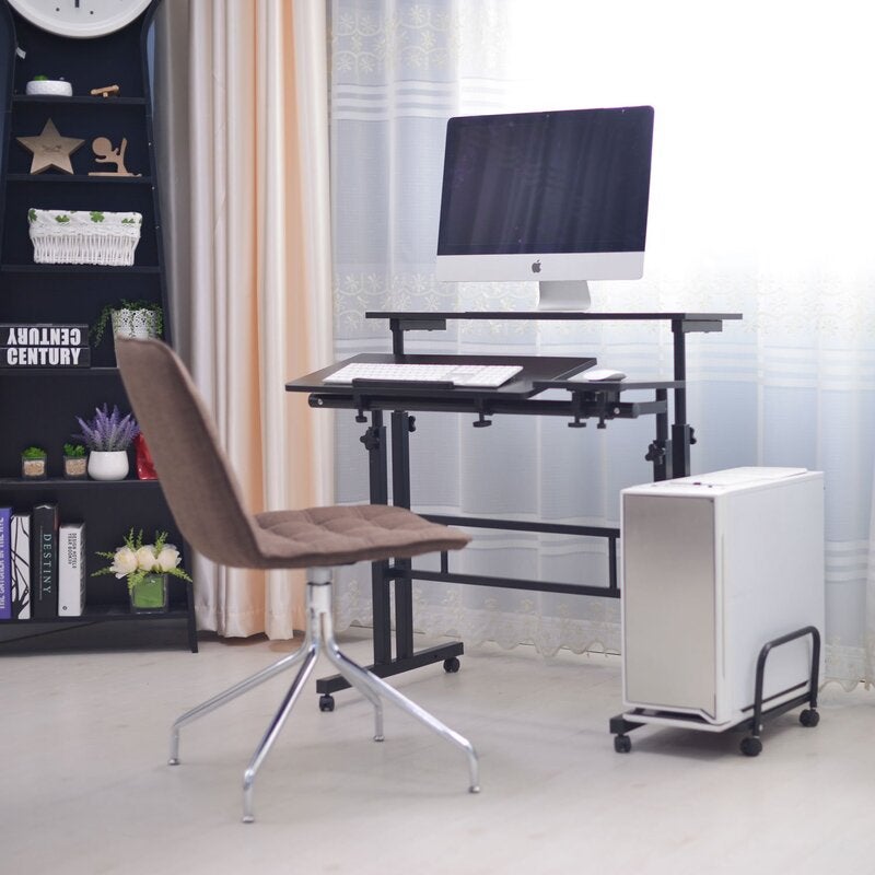 Zass Mobile Rolling Stand Up Computer Desk Workstation Height Adjustable Table Black Willow Buy Standing Desks 708210970570