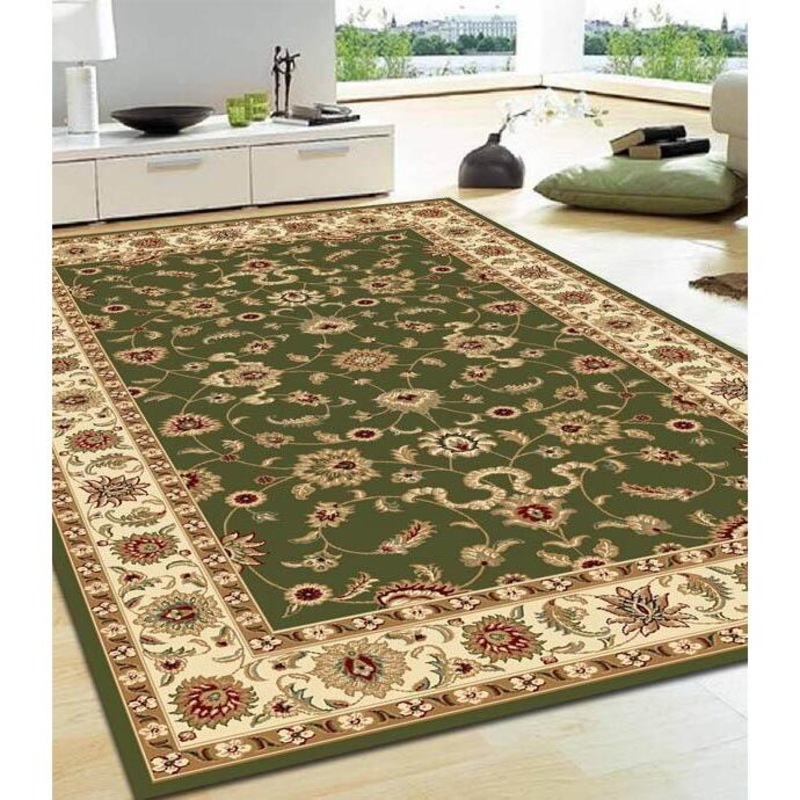 Classic Rug Green with Ivory Border Buy Hall Runner Rugs 8699189800208