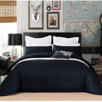100% Cotton 650TC Sateen Striped Black Quilt Cover Set