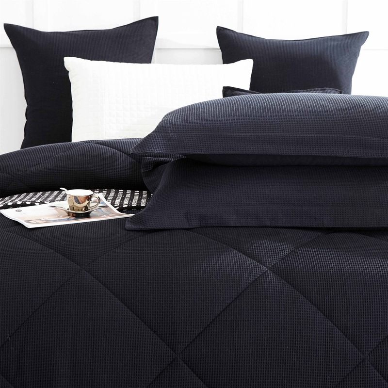 100 Cotton Luxury 7pc Black Waffle Comforter Set Buy Quilts & Duvets