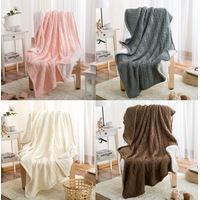 Knitted Acrylic Sherpa Large Blanket Plush Throw Rug 180x120cm