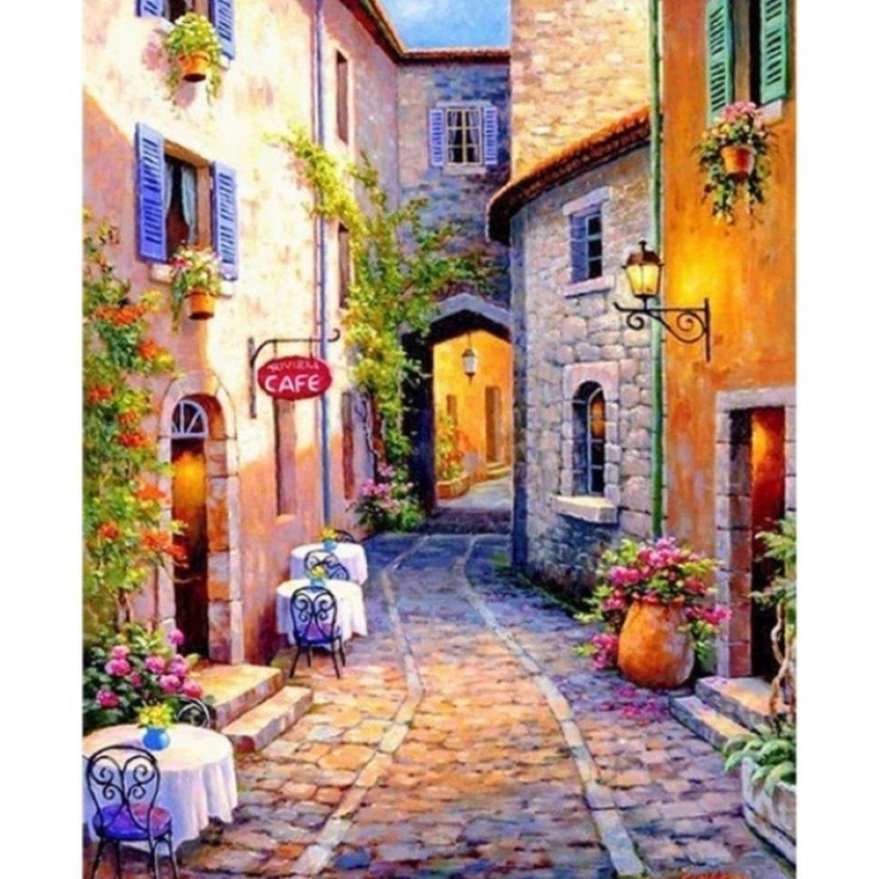 Buy A Street In Italy Paint By Numbers Kit (40x50cm Framed Canvas) MyDeal