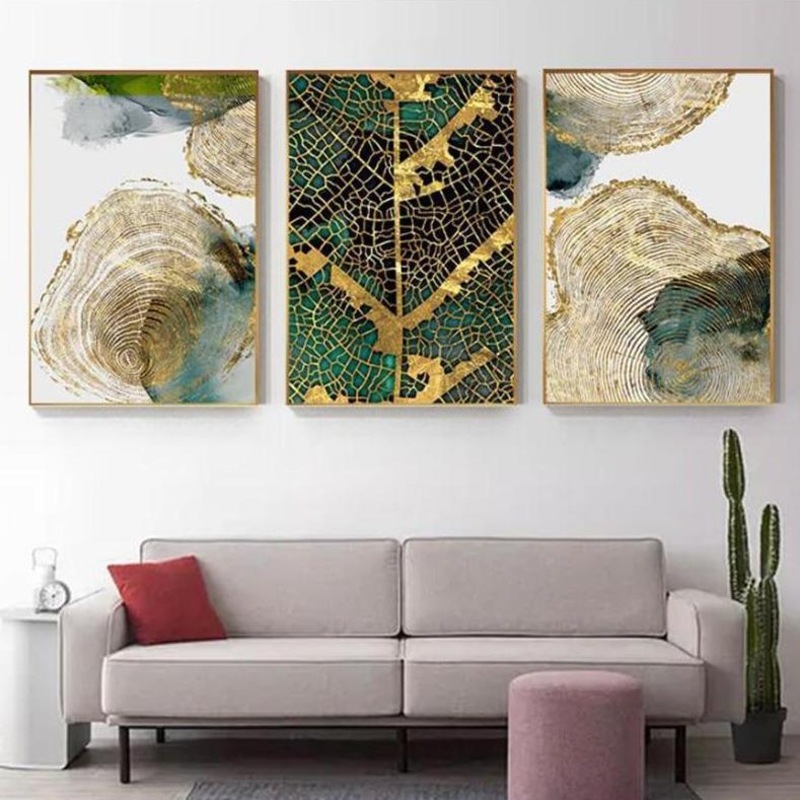 Buy Golden Leaf Vein Abstract Wall Art (50x70cm) - MyDeal