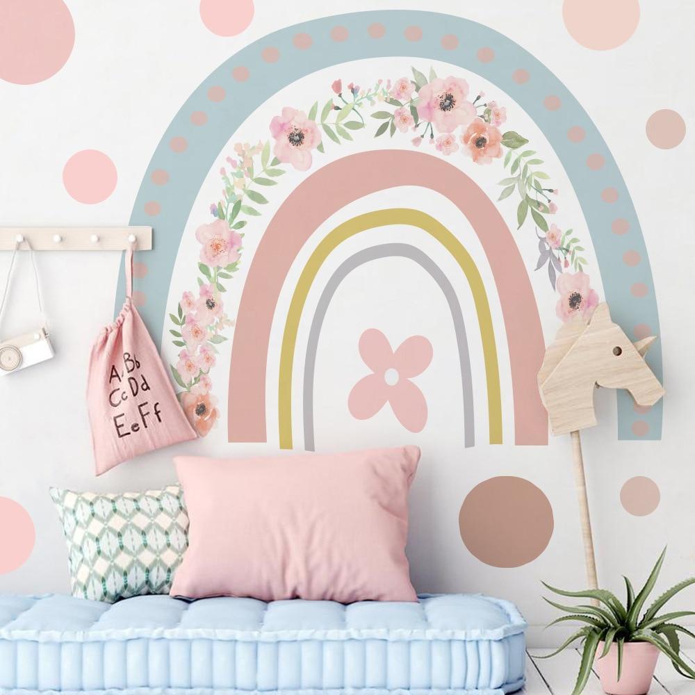 Removable Eco-friendly Floral Rainbow Wall Stickers