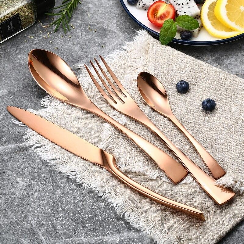 Buy Rose Gold Stainless Steel Cutlery Set (16 Piece Set) MyDeal