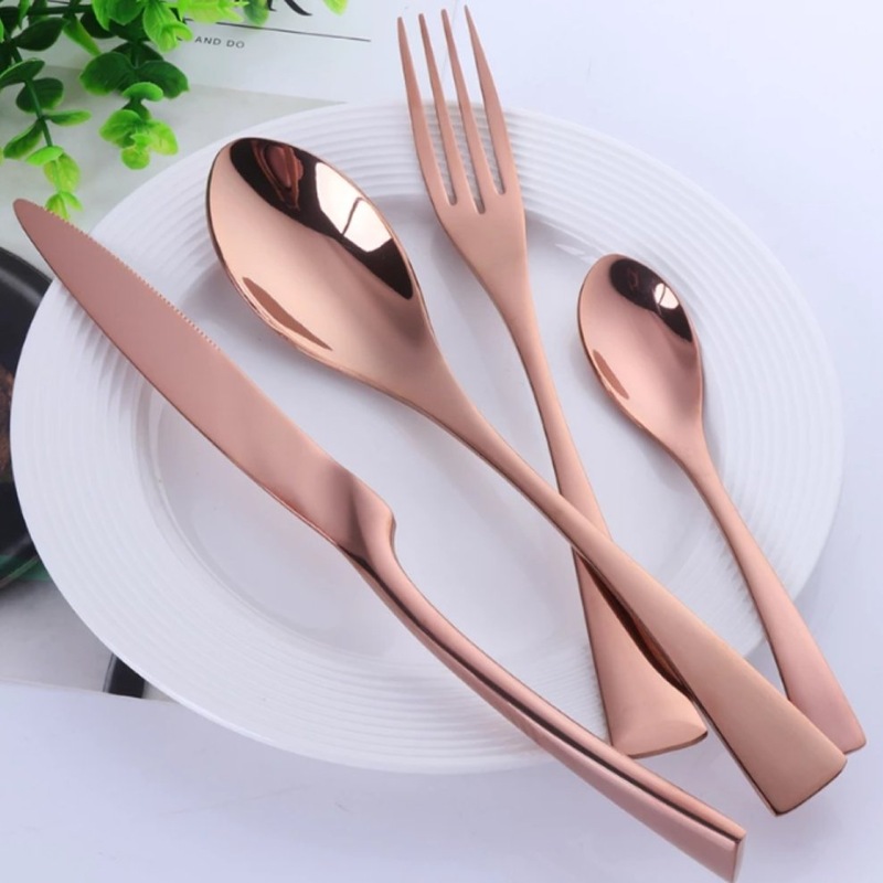 Buy Rose Gold Stainless Steel Cutlery Set (16 Piece Set) MyDeal