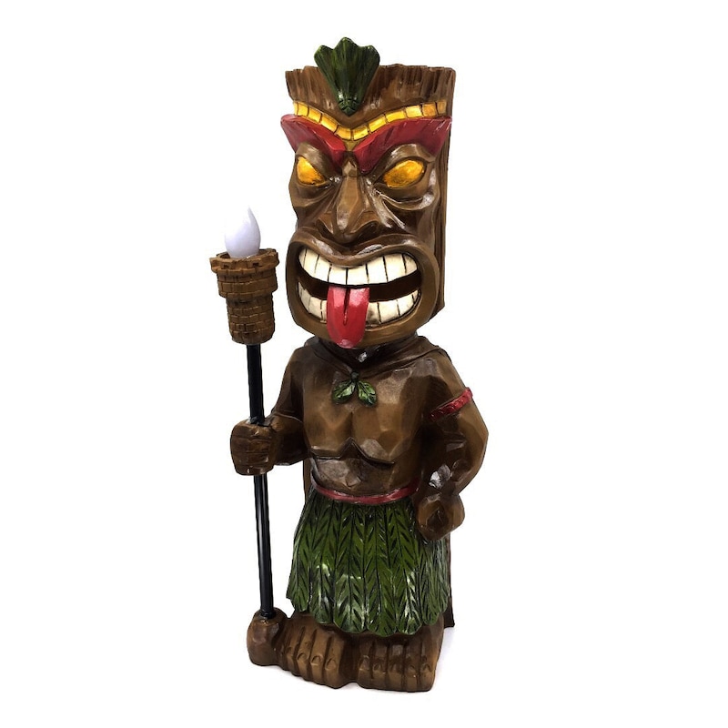 Tiki Warrior with Solar Torch | Buy Ornaments & Sculptures - 9319844588461