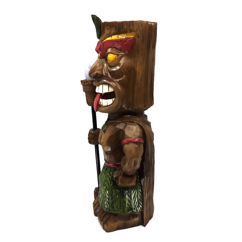 Tiki Warrior with Solar Torch | Buy Ornaments & Sculptures - 9319844588461