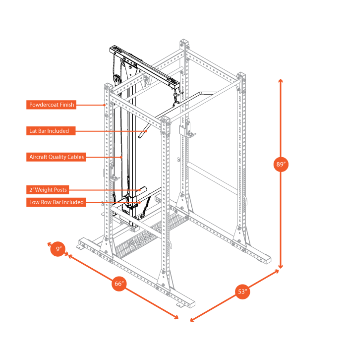 Lat Attachment for Y100 Rugged Series Full Rack Not Included Australia