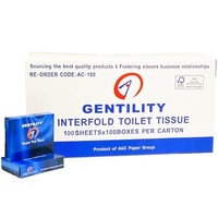 Gentility Interfold Toilet Paper 100 Packets X 100 Sheets - 10,000 Sheets