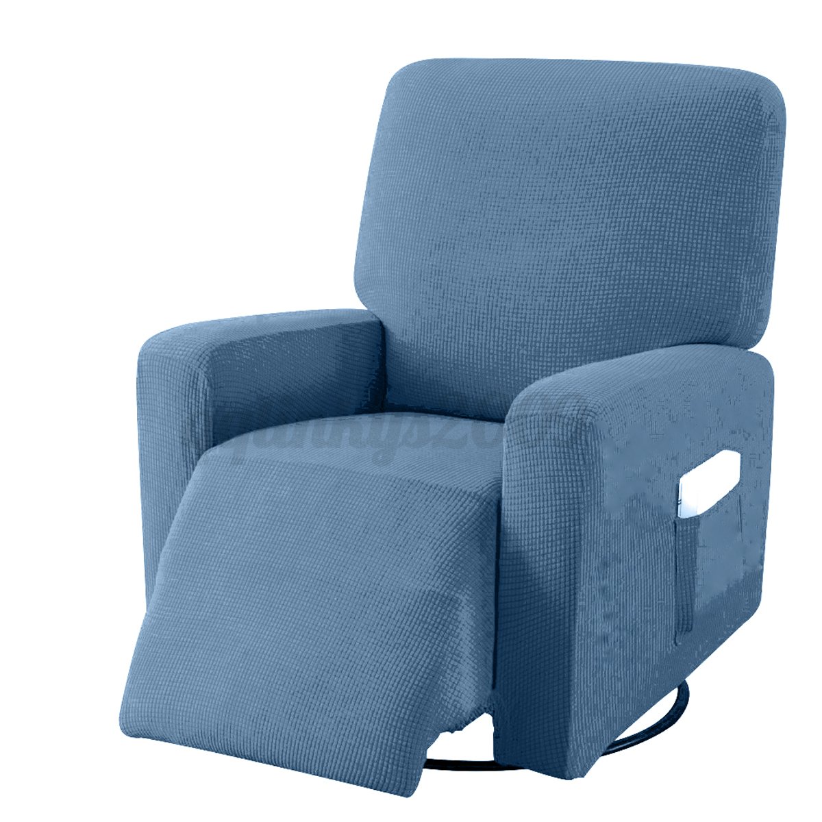 blue suede recliner