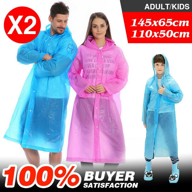 2X Children Kid Hooded suit Rain Cover Poncho Raincoat Jacket Coat