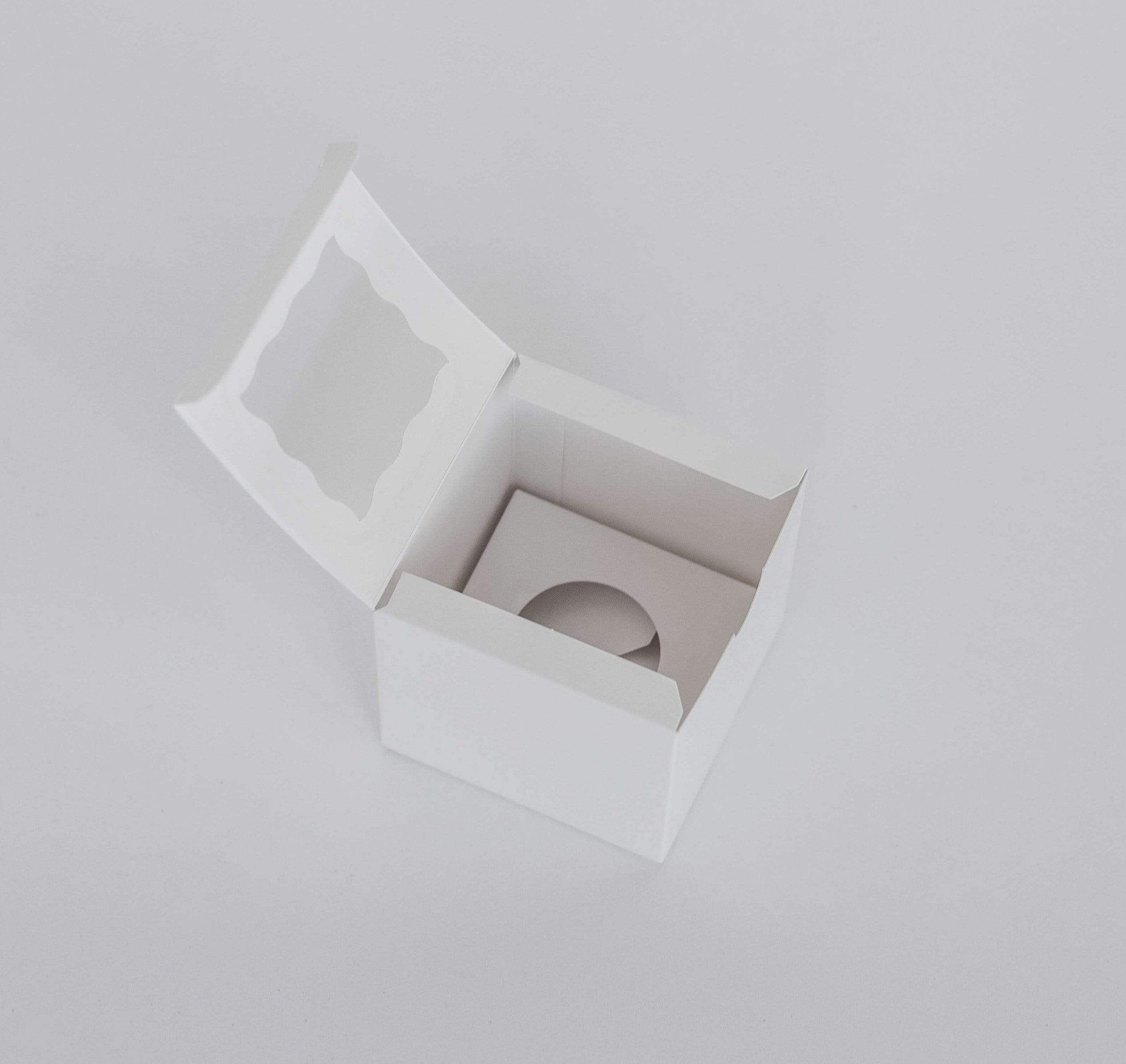 1 Regular Cupcake Boxes with Clear Window - Gloss White