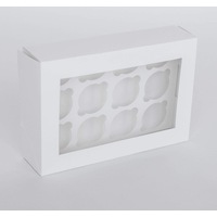 12 Regular Cupcake Boxes with Clear Window - Gloss White