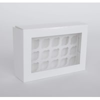 24 Mini Cupcake Boxes with Clear Window - Gloss White