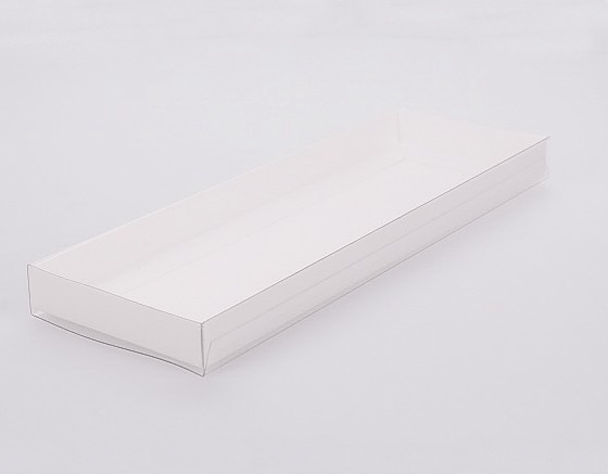 27 x 9 x 2cm Triple Cookie Dessert Box with Clear Slide Cover - Gloss White