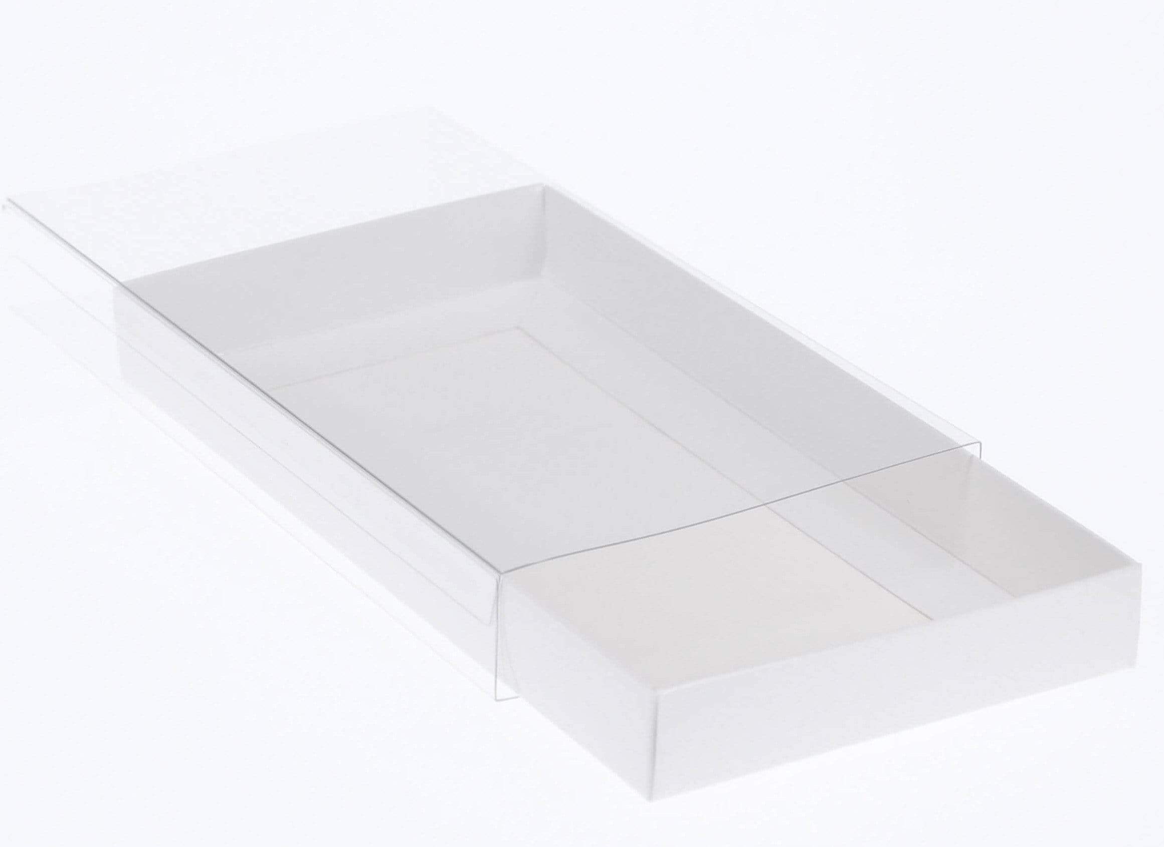 18 x 9 x 2cm Twin Cookie Dessert Box with Clear Slide Cover - Gloss White